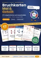 Vorschau - Aufgabenkarten - Brüche multiplizieren und dividieren Klasse 6: 270 Bruchkarten mit Lösung und Rechenweg | Aufgabenkarten, Kehrwert, Kürzen über Kreuz · 3 Niveaus - Deckblatt