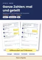 Vorschau - Arbeitsblätter - Ganze Zahlen multiplizieren und dividieren Klasse 7 – Differenziertes Arbeitsblatt mit Lösungen | Fit in 10 Mathe - Deckblatt