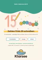 Vorschau - Arbeitsblätter - Zahlen schreiben 11 bis 20 | 20 Arbeitsblätter: Zehner und Einer, Zahlenraum 20 | Mathe Grundschule & Förderschule - Deckblatt
