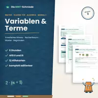 Vorschau - Arbeitsblätter - Variablen & Terme – 6 Stunden Arbeitsblätter mit Rechenbaum, Mustern & Begründen (Niveau 2, Mathe Klasse 7/8) - Deckblatt