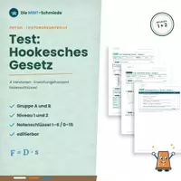 Vorschau - Test - Test Hookesches Gesetz – 4 Versionen (Gruppe A/B, 2 Niveaus) mit Erwartungshorizont & Notenschlüssel - Deckblatt