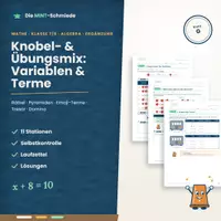 Vorschau - Arbeitsblätter - Variablen & Terme – Knobel- & Übungsmix (G-Kurs): 11 Stationen mit Rätseln, Pyramiden und Selbstkontrolle - Deckblatt