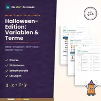 Vorschau - Stationenlernen - Variablen & Terme – Halloween-Edition: G-Kurs und E-Kurs mit 16 gruseligen Stationen und Selbstkontrolle - Deckblatt
