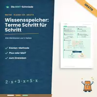 Vorschau - Merkblätter - GRATIS: Wissensspeicher „Terme Schritt für Schritt“ – alle Merkboxen auf 2 Seiten - Deckblatt