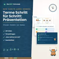 Vorschau - Präsentationen/Tafelbilder - Terme Schritt für Schritt – Präsentation für 8 Stunden: Rückblick, Quiz, Merkbox und Zusammenfassung - Deckblatt