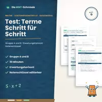 Vorschau - Test - Test: Terme Schritt für Schritt (G-Kurs) – Gruppe A und B mit Erwartungshorizont und Notenschlüssel - Deckblatt