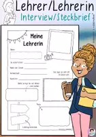 Vorschau - Mal- und Bastelvorlagen - Lehrerin / Lehrer Interview - Sketchnote - Deckblatt