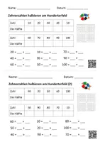 Vorschau - Arbeitsblätter - Zehnerzahlen halbieren am Hunderterfeld (4 AB mit Lernvideolink) - Seite 3