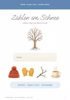 Vorschau - Arbeitsblätter - Zahlenraum 20 | Plus und Minus mit Zehnerübergang | Mengen, Zahlen zerlegen, Rechenmauern | Klasse 1-2 | Winter Miniheft mit Lösungen - Seite 1