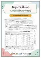 Vorschau - Arbeitsblätter - Tägliche Übung: Flächeninhalt und Umfang - Deckblatt
