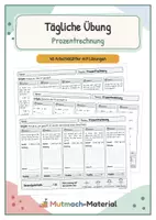 Vorschau - Arbeitsblätter - Tägliche Übung: Prozentrechnung - Deckblatt