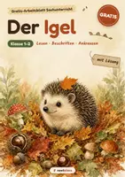 Vorschau - Arbeitsblätter - Gratis: Der Igel – Lesen & Rätseln Kl. 1–2 - Deckblatt
