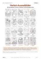 Vorschau - Arbeitsblätter - Herbst Ausmalbilder – 20 Motive für Kunst, Freiarbeit & Vertretungsstunden | Klasse 1–4 - Seite 1