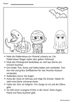 Vorschau - Arbeitsblätter - Halloween - Lesen und Malen - Seite 1