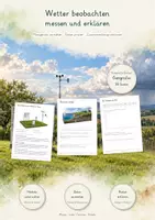 Vorschau - Unterrichtsreihen - Wetter beobachten, messen & erklären | Große Lernwerkstatt Geografie & Erdkunde | Wetterstation, Messgeräte, Wolken, Wind, Niederschlag & Wasserkreislauf | Arbeitsblätter mit Lösungen - Deckblatt