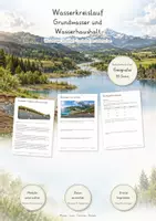 Vorschau - Unterrichtsreihen - Wasserkreislauf & Grundwasser – Große Lernwerkstatt Geografie & Erdkunde | Verdunstung, Kondensation, Niederschlag, Versickerung, Wasserhaushalt & Wasserbilanz | Arbeitsblätter mit Lösungen - Deckblatt