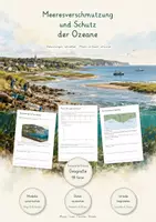 Vorschau - Unterrichtsreihen - Meeresverschmutzung & Meeresschutz – Große Lernwerkstatt Geografie & Erdkunde | Plastikmüll, Mikroplastik, Ölverschmutzung, Eutrophierung, Ozeane & Nachhaltigkeit | Arbeitsblätter mit Lösungen - Deckblatt
