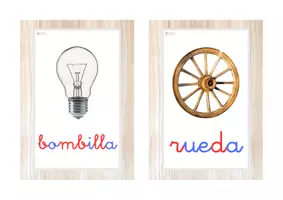 Vista previa - Decoración del aula - Vocabulario letra minúscula ligada (inventos) - Portada