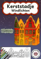 Voorbeeld - Tekenen en knutsel sjablonen - Windlicht kerstmis huizen winterstad - Voorblad