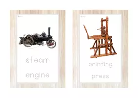 Vista previa - Tarjetas / Manipulativos - INGLÉS - Vocabulario letra minúscula de imprenta punteada (inventos) - página 2