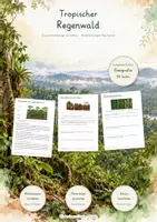 Vorschau - Unterrichtsreihen - Tropischer Regenwald – Große Lernwerkstatt Geografie & Erdkunde | Stockwerkbau, Tageszeitenklima, Nährstoffkreislauf, Artenvielfalt, Abholzung & Regenwaldschutz | Arbeitsblätter mit Lösungen - Deckblatt