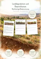 Vorschau - Unterrichtsreihen - Landdegradation & Desertifikation – Große Lernwerkstatt Geografie & Erdkunde | Wüstenbildung, Bodenerosion, Überweidung, Versalzung & nachhaltige Bodennutzung | Arbeitsblätter mit Lösungen - Deckblatt