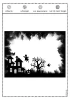 Voorbeeld - Tekenen en knutsel sjablonen - Halloween raamdecoratie griezelige scènes - Pagina 1