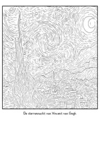 Voorbeeld - Tekenen en knutsel sjablonen - De sterrennacht van Vincent van Gogh kleurplaat - Voorblad