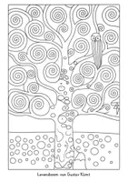 Voorbeeld - Tekenen en knutsel sjablonen - Levensboom van Gustav Klimt kleurplaat - Voorblad