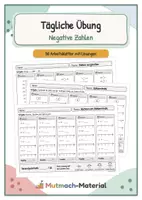 Vorschau - Arbeitsblätter - Tägliche Übung: Negative Zahlen - Deckblatt