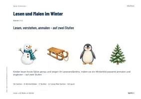 Vorschau - Unterrichtsreihen - Winter Lesen Klasse 1–2 | Lesepaket mit 5 Materialien | Leseband, Blitzlesen, Schüttelsätze, Lesespiel - Seite 1