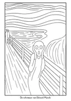 Voorbeeld - Tekenen en knutsel sjablonen - De schreeuw van Edvard Munch kleurplaat - Voorblad