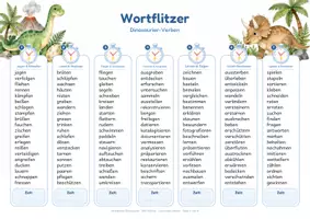 Vorschau - Arbeitsblätter - Dinosaurier Wortflitzer 560 Wörter zum Blitzlesen Nomen Verben Adjektive und kleine Wörter - Seite 2