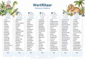 Vorschau - Arbeitsblätter - Dinosaurier Wortflitzer 560 Wörter zum Blitzlesen Nomen Verben Adjektive und kleine Wörter - Seite 3