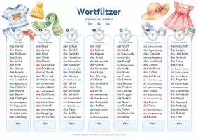 Vorschau - Arbeitsblätter - Kleidung Wortflitzer 560 Wörter zum Blitzlesen und Wortschatztraining - Seite 1