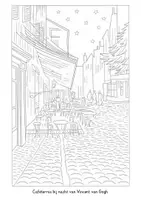 Voorbeeld - Tekenen en knutsel sjablonen - Caféterras bij avond van Vincent van Gogh kleurplaat - Voorblad