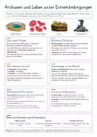 Vorschau - Poster - Archaeen & Extremophile – Biologie Spickzettel & Lernzettel | Prokaryoten, heiße Quellen, Salzseen, Methanbildung, Zellmembranen & Leben unter Extrembedingungen | Illustrierte Wissensübersicht - Deckblatt