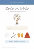 Vorschau - Arbeitsblätter - Winter Mathe Paket | Zahlenraum 20, 100 und 1000 | Minihefte, Lerntheke und Rechenmalblätter | Klasse 1-4 | 5 Materialien mit Lösungen | Winteraterialpaket - Seite 1
