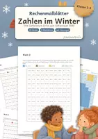 Vorschau - Arbeitsblätter - Plus und Minus | Addition und Subtraktion | Rechenmalblätter differenziert mit Lösungen | Klasse 1-4 | Winter - Deckblatt