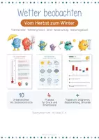 Vorschau - Arbeitsblätter - Wetter beobachten | Vom Herbst zum Winter | Thermometer | Wettersymbole | Wind | Niederschlag | Wettertagebuch - Deckblatt