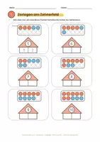 Vorschau - Arbeitsblätter - Zahlenhäuser bis 10 | 15 Arbeitsblätter: Zahlen zerlegen, Ergänzen, Zehnerfeld | Mathe Grundschule & Förderschule - Seite 1