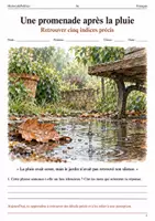 Aperçu - Feuilles d'exercices - Indices sensoriels – Une promenade après la pluie livret de français 6e - Page de couverture