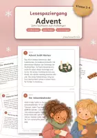 Vorschau - Arbeitsblätter - Leseverstehen Advent | Lesespaziergang mit 10 Sachtexten | Klasse 2-4 | differenziert in zwei Stufen mit Lösungen | Winter - Deckblatt