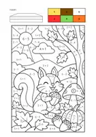 Voorbeeld - Rekenkleurplaten: Herfst - Niveau eerste leerjaar (groep 3) Tot 6 of 10 - Pagina 3