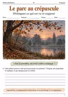 Aperçu - Feuilles d'exercices - Observation et hypothèse – Le parc au crépuscule livret de français 6e - Page de couverture