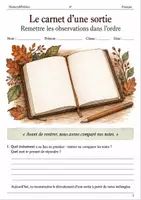 Aperçu - Feuilles d'exercices - Chronologie – Le carnet d’une sortie livret de français 6e - Page de couverture