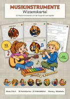 Vorschau - Arbeitsblätter - Musikinstrumente Wissenskartei mit Arbeitsblättern Instrumentenfamilien Memory und Lösungen - Deckblatt