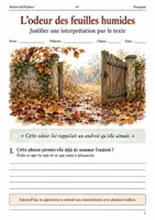 Aperçu - Feuilles d'exercices - Interprétation et preuves – L’odeur des feuilles humides livret de français 6e - Page de couverture