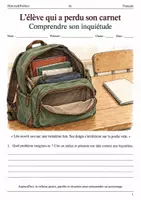 Aperçu - Feuilles d'exercices - Émotions des personnages – L’élève qui a perdu son carnet livret de français 6e - Page de couverture