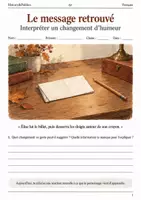 Aperçu - Feuilles d'exercices - Changement d’humeur – Le message retrouvé livret de français 6e - Page de couverture